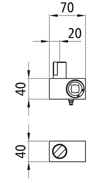 Napinacz plandeki na korbę 14x14mm(40x73mm)podkład
