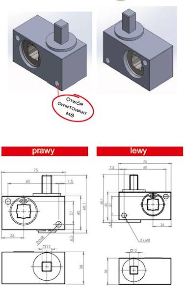 Napinacz plandeki prawy-korba, 40(H)x38(B)x74(L)mm