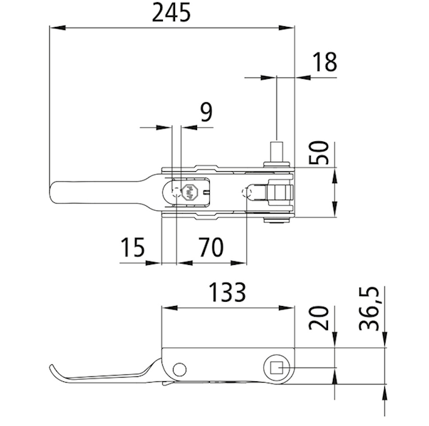 Napinacz plandeki PWP Tender TIR, kwadrat 12 mm 