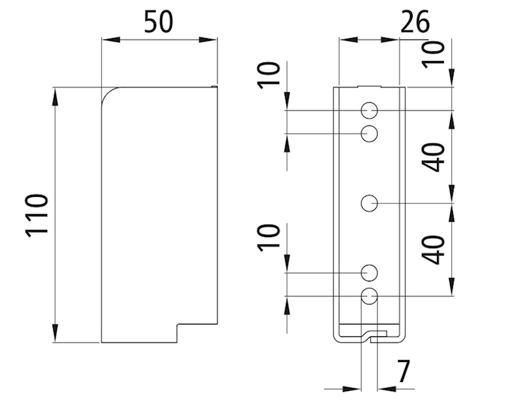 Kieszeń deski 50x110x27mm
