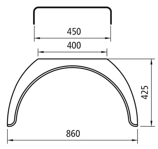 Błotnik 1/2 PD - H-PE45.860.14E (450x920, h-425mm)