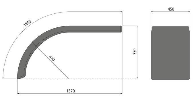 Błotnik 2/3 osie - DT4519K(450x1800mm) cz.krańcowa