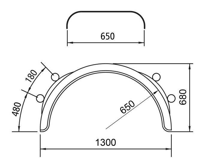 Błotnik 1/2 - H-PE 65.1300.21-IKK z mocowaniami