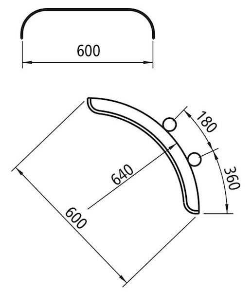 Błotnik 1/4 - L-PE 60.600.06-IKK (600x600 mm) 