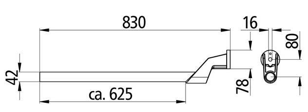 Uchwyt błotnika wygięty 43x830 mm