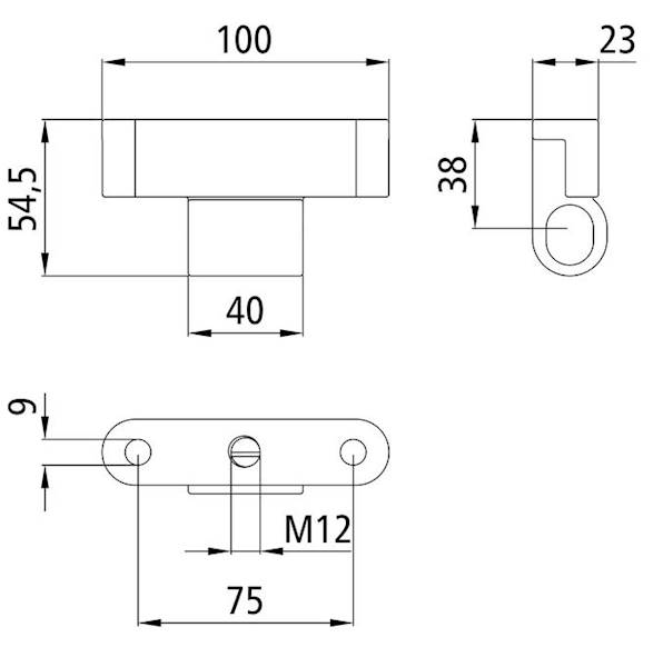 Kieszeń zawiasu 6552N, ocynk z M12