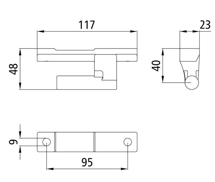 Zawias TIR 119x23mm- trzpień zawiasu 18mm, ocynk
