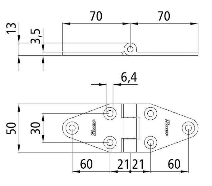 Zawias drzwiowy 50x140 mm - ocynk