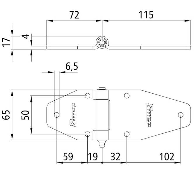 Zawias drzwiowy 187x65 mm - stal ocynkowana
