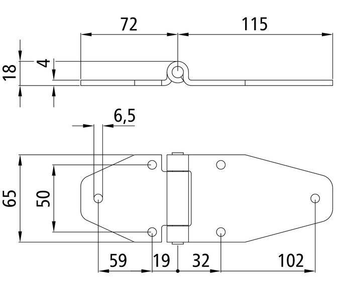 Zawias drzwiowy 187x65 mm - stal nierdzewna