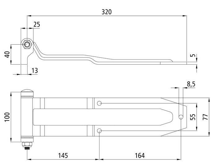 Zawias drzwi tylnych kpl. 332,5x77mm, ocynkowany