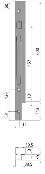 Słupek K20, przód lewy do burty 600 mm