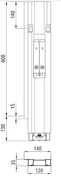 Słupek Blueline 600 mm DL tył lewy