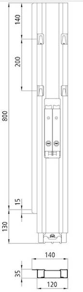 Słupek Blueline 800 mm DL tył lewy