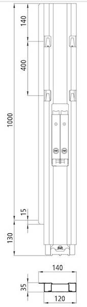 Słupek Blueline 1000 mm DL tył lewy