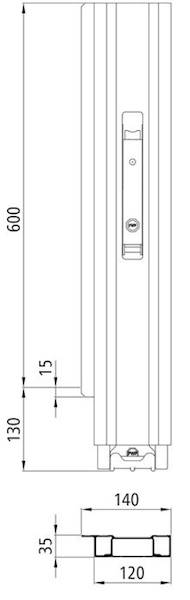Słupek Blueline 600 mm IL tył lewy