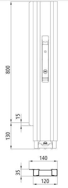 Słupek Blueline 800 mm IL tył lewy