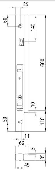 Słupek Blueline 600 mm DL przód prawy