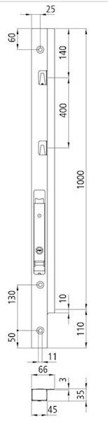 Słupek Blueline 1000 mm DL przód lewy