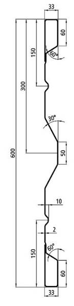Burta stalowa HV600, L = 5000 mm, gr-2,0 mm