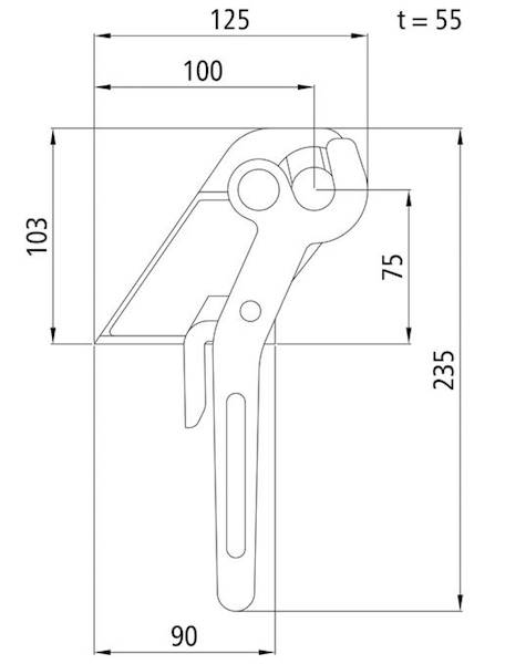 Zamknięcie burtowe H 114/4,5 surowe - lewe
