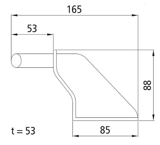 Bolec zamknięcia burtowego H 114/4,5 surowy-prawy