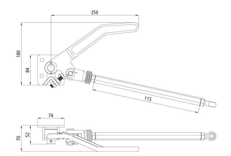 Dźwignia zamknięcia centralnego H519,L-115mm-LEWE