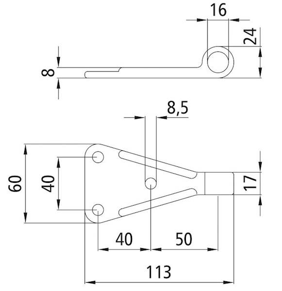 Oczko zamknięcia burtowego 3525, rozmiar 1, ocynk