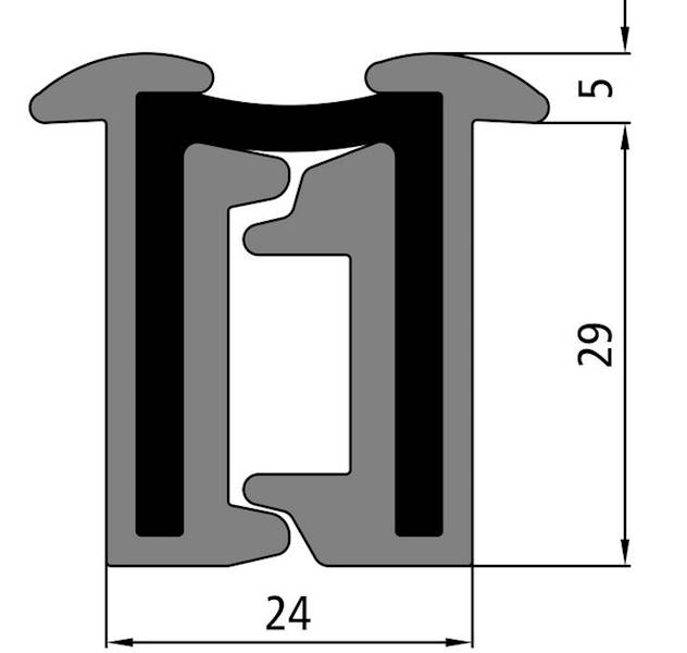 Zawias listwowy 24x29x2400 mm - 180 stopni