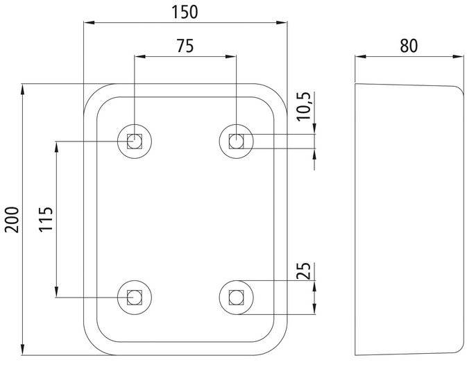 Odbój gumowy 200 x 150 x 80 mm ( dł x szer x wys )