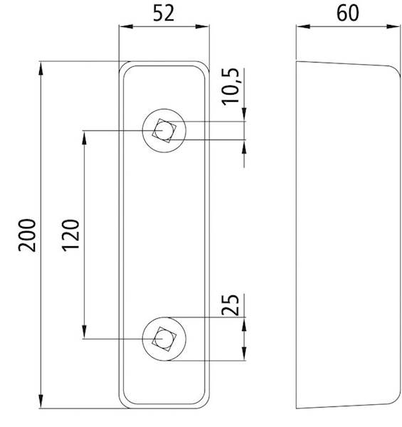Odbój gumowy 200 x 52 x 60 mm ( dł x szer x wys )