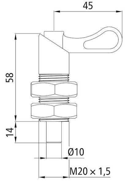 Rygiel SG 1014 ( bolec fi 10x14mm) M20x1,5, ocynk