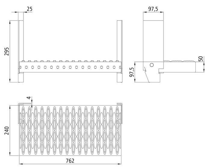 Stopień pojedynczy 750 x 240 mm (bez konsoli)