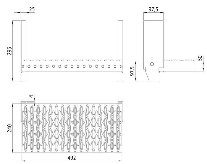 Stopień pojedynczy 492 x 240 mm (bez konsoli)