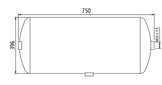 Zbiornik powietrza AL 80L, śr.=396 mm, L=750 mm
