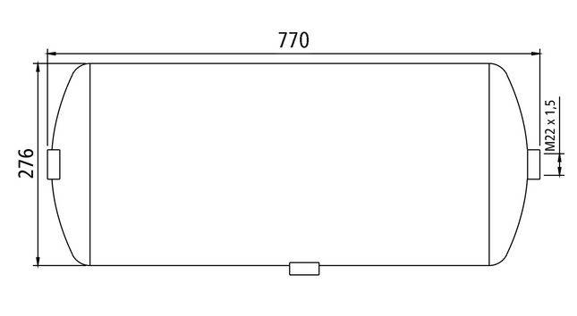 Zbiornik powietrza AL 40L, śr.=276 mm, L=770 mm