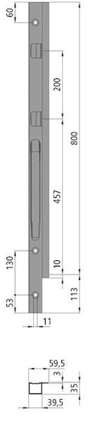 Słupek K20, przód lewy do burty 800 mm (2 zamki)