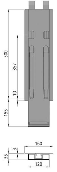 Słupek K20, środkowy do burty 500 mm z Kinnetop
