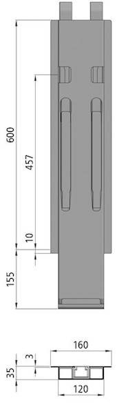 Słupek K20, środkowy do burty 600 mm z Kinnetop