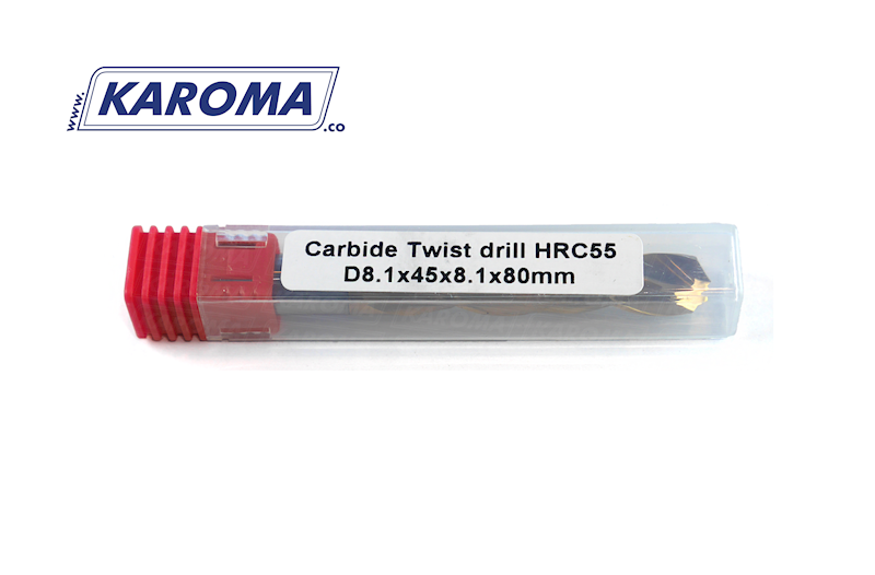 Wiertło węglikowe D8.1x45x8.1x80 HRC55