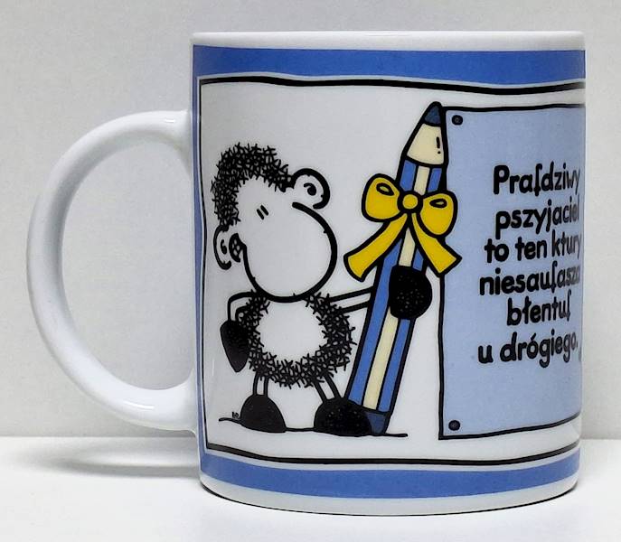Kubek sheepworld "Prafdziwy pszyjaciel to ten ktury..." 330 ml
