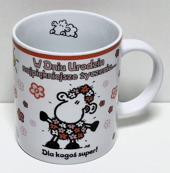 Kubek sheepworld "W Dniu Urodzin najpiękniejsze życzenia..." 330 ml