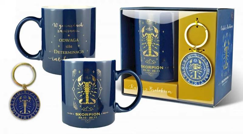 Kolekcja Astro: Kubek z brelokiem - SKORPION znak zodiaku
