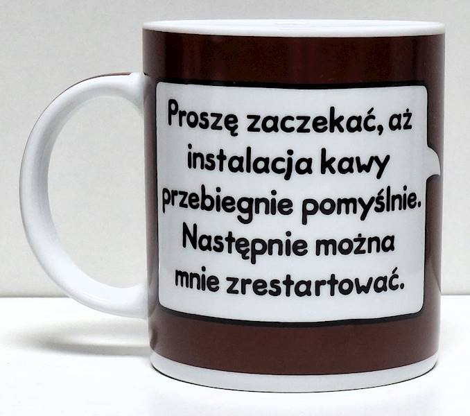 Kubek sheepworld "Proszę zaczekać, aż instalacja kawy..." 330 ml