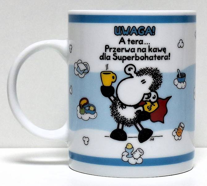 Kubek sheepworld "UWAGA! A tera... Przerwa na kawę dla Superbohatera!" 330 ml