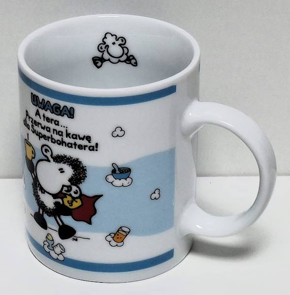 Kubek sheepworld "UWAGA! A tera... Przerwa na kawę dla Superbohatera!" 330 ml