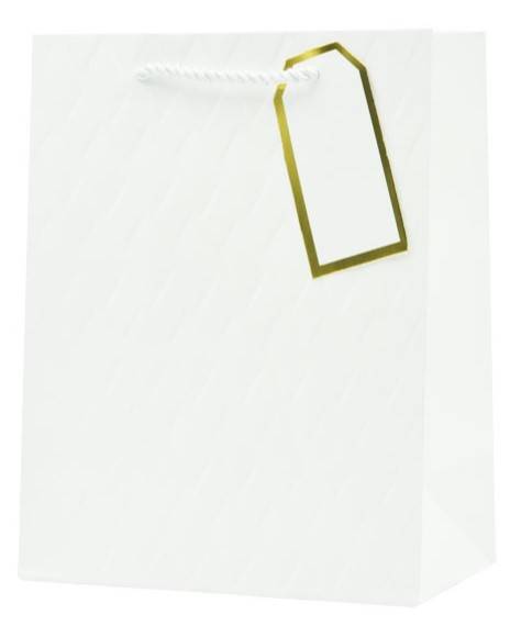 Torba prezentowa tłoczona (biała) 23x18x10 cm QPM-119
