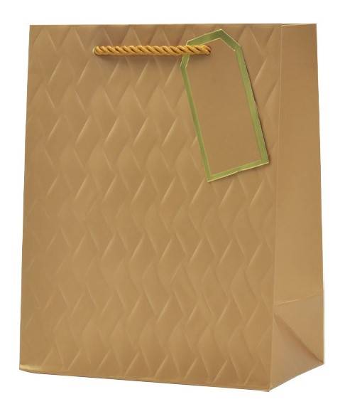Torba prezentowa tłoczona (beżowa) 23x18x10 cm QPM-119