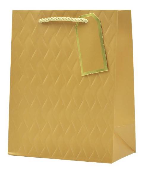 Torba prezentowa tłoczona (złota) 23x18x10 cm QPM-119
