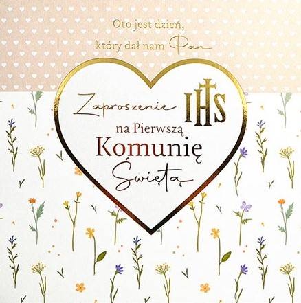 Zaproszenie z kopertą: na Pierwszą Komunię Świętą PMZ-122 (1 szt.)